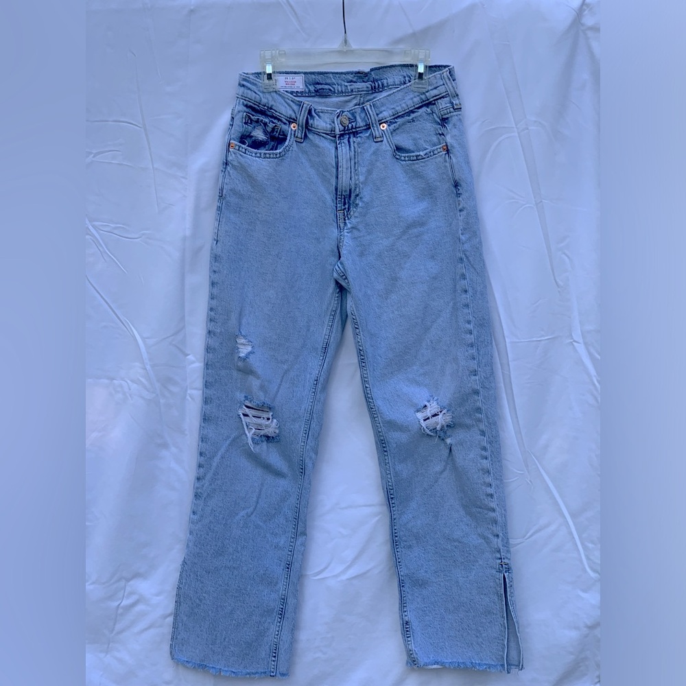 25P Gap 90s Loose Mid Rise Jeans Raw Hem Ankle Slit